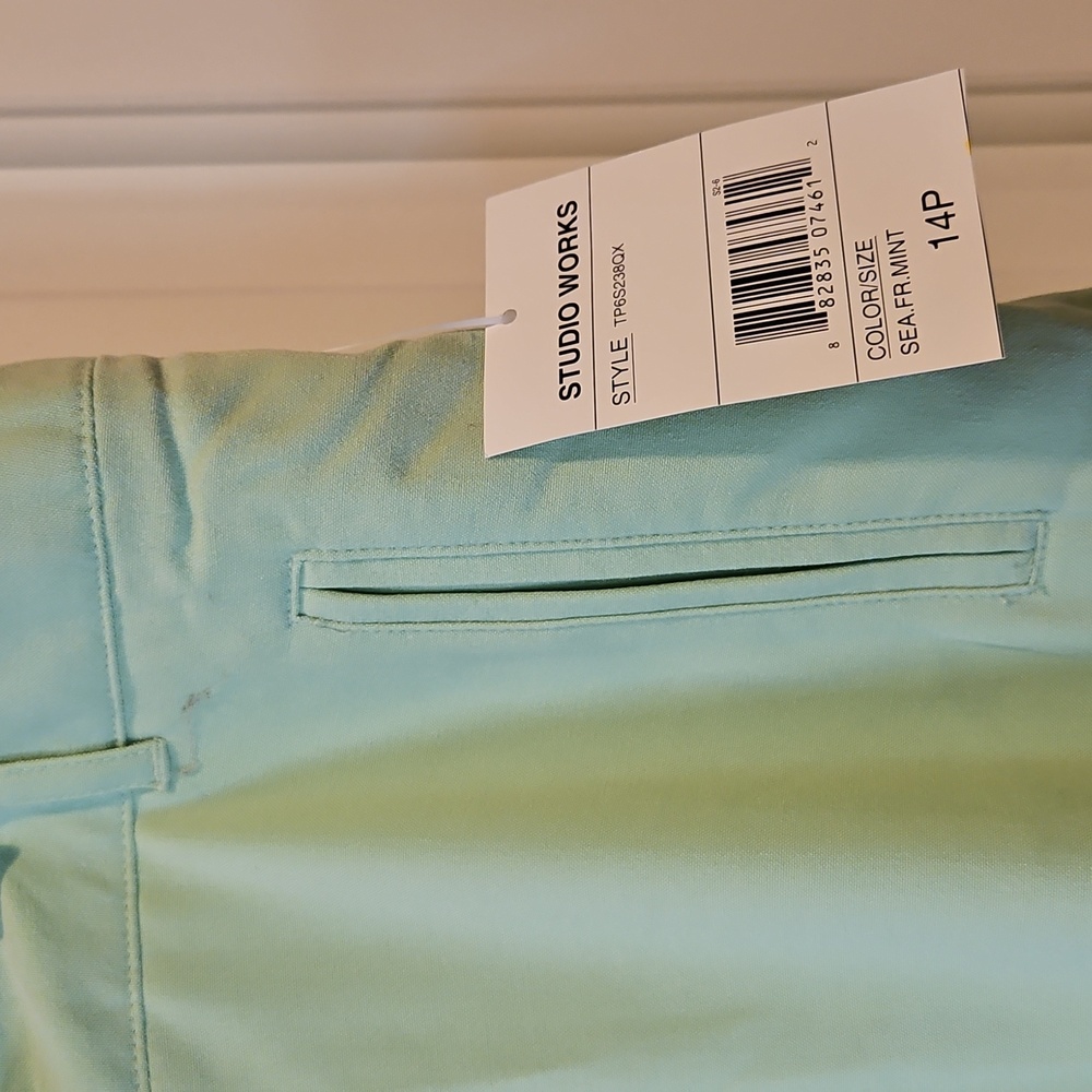 Vintage Studio Works Mint Green Dress Pants 14 Petite New - Picture 4 of 10